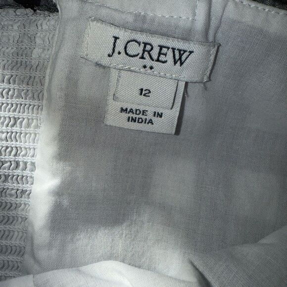 J.Crew Gingham Ruffle Midi Dress Size 12 Black White Check Cotton Lined Summer - Picture 8 of 11